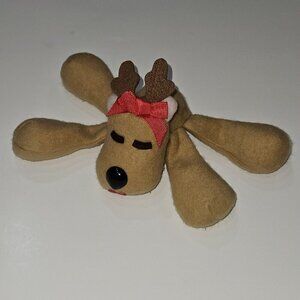 VTG 1984 Hallmark Rhonda Reindeer Plush Christmas Decor Brown Red Bow (no dress)